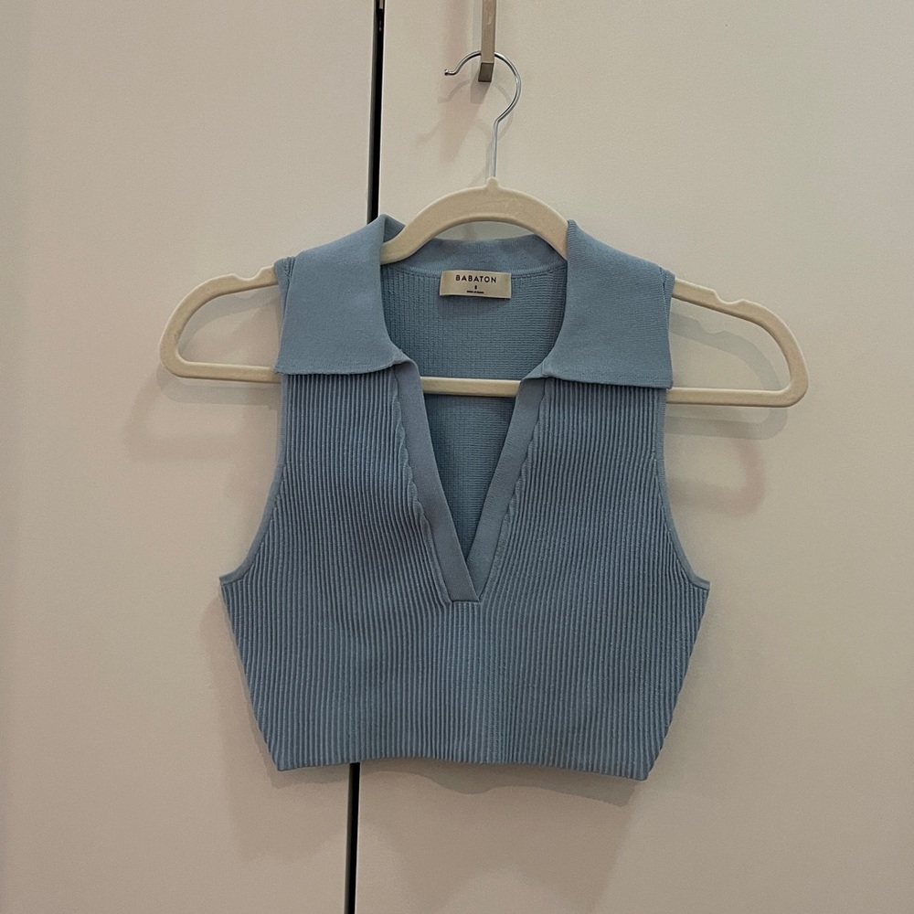 Babaton sculpt knit polo top